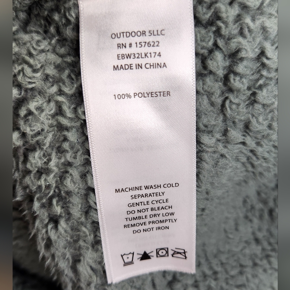 Eddie Bauer Plush Teddy Fleece Funnel Neck Pullover Sweater Sz Medium Dusty Teal - Picture 9 of 11